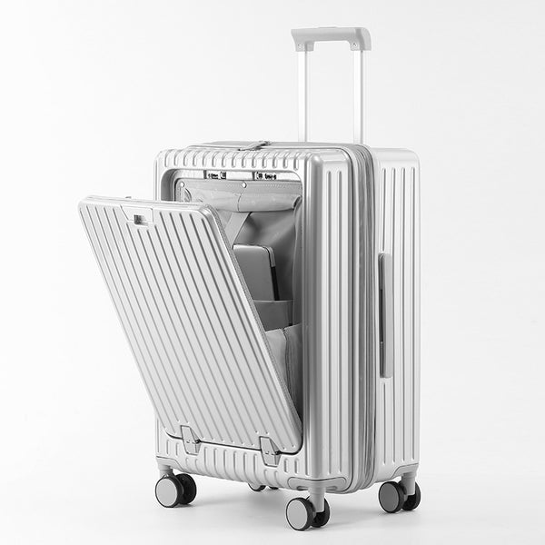 Jiaxing front open suitcase 20 inch trolley case expansion travel bag small boarding case zipper password case leather case