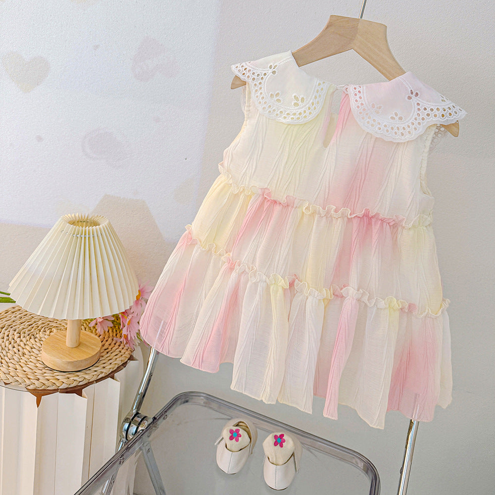Baby girl summer new dress  new fashion gradient sweet princess style dress girls summer outfit
