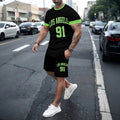 Men's casual sports set - short sleeve & shorts - summer hot seller - cross-border fashion - two-piece leisure outfit