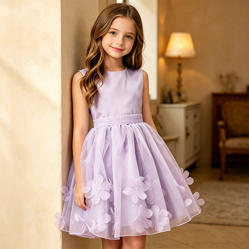 European and american style girls' sleeveless floral princess dress - perfect for weddings, flower girls, birthday parties, and evening events