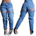 Amazon  jeans women's new arrival hot selling loose high waist wide leg pants ripped jeans casual pants