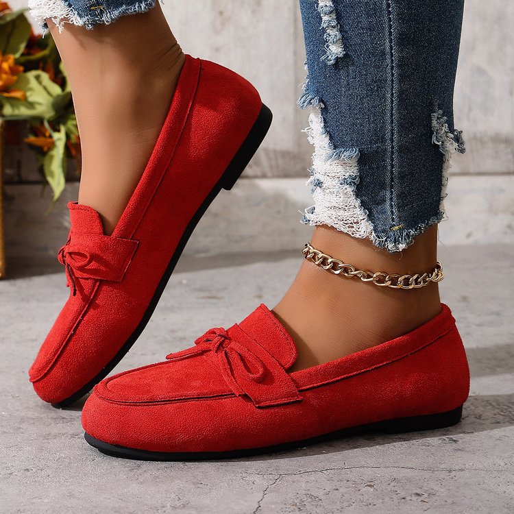 plus sizebows bean shoes for women spring & fallnew arrivalcasual suede shallow mouth slip-on soft bottomflatswholesale
