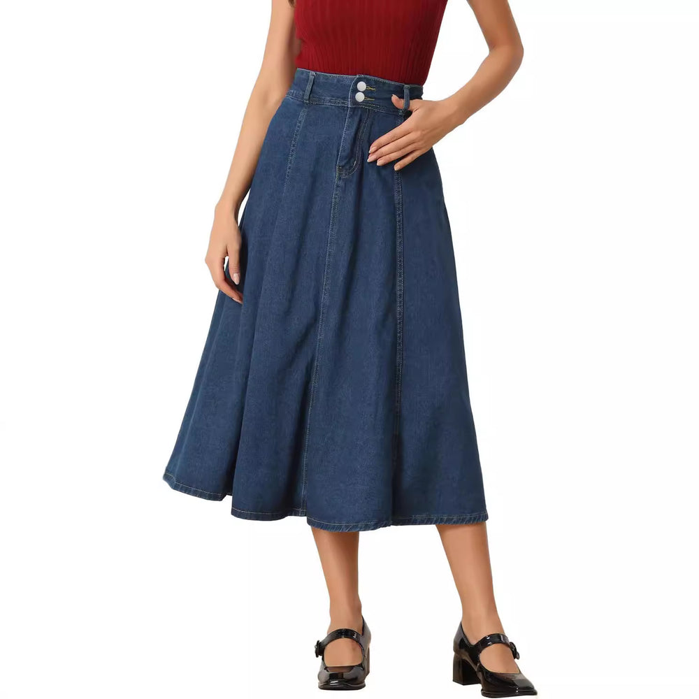 Fashion dark blue skirt for women new arrivalexport hot-selling large swing fashion denim skirt washed denim skirt