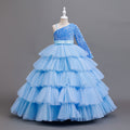 European and american style girls' birthday party one-shoulder princess dress, children's piano performance evening gown, sequin patchwork, cross-border wholesale