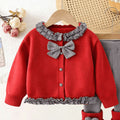 Girls' knitted cardigan and leggings set - new  spring/autumn collection - plaid bowknot cardigan sweater with scrunch socks