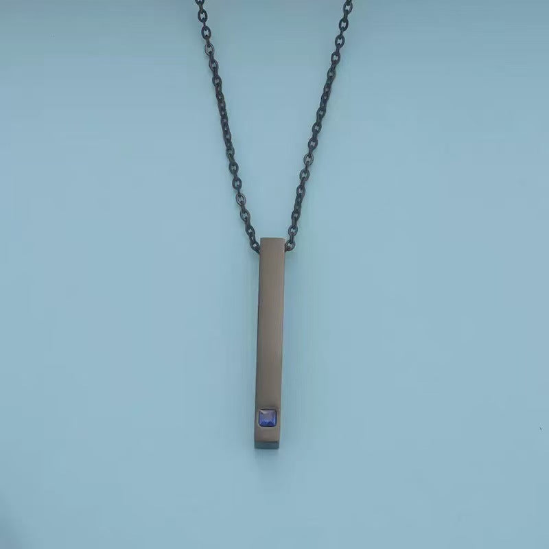 new product fashioneasiest for matchfashion style couple cuboid necklace mirror stainless steel stereo rod diamond pendant