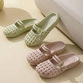 Baotou slippers women's summernew arrivalfashion soft bottomfor homeoutwear breathable flats crocs bows half slippers