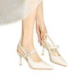 plus size 35 to 42 pedal back high heels stiletto french fashion shallow mouth pointed toe toe sandals patent leather