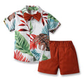 children's clothing boys' shirts spring and summer beach style floral shirt short-sleeved suit vacation summer floral shirt boys