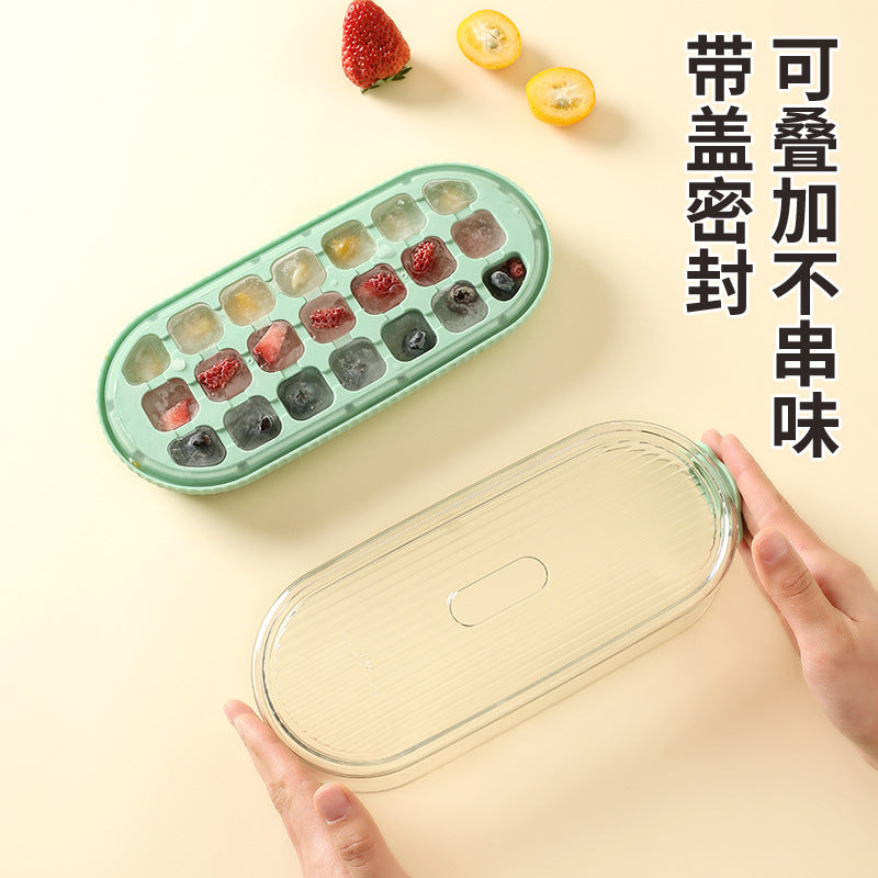 Ice cube mold ice gridsfor homefood grade ice making handy gadget ice ballsatchel ice box large capacity refrigerator ice storage box