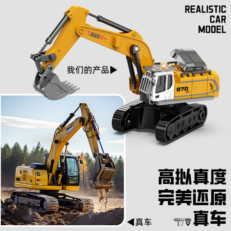 Custom mini excavator - cross-border bestseller: full-scale alloy dump truck, kids' remote control construction vehicle, mini forklift