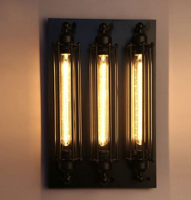 American retro loft lamps industrial style cafe bar barbecue restaurant dining room balcony wrought iron flute wall lamp