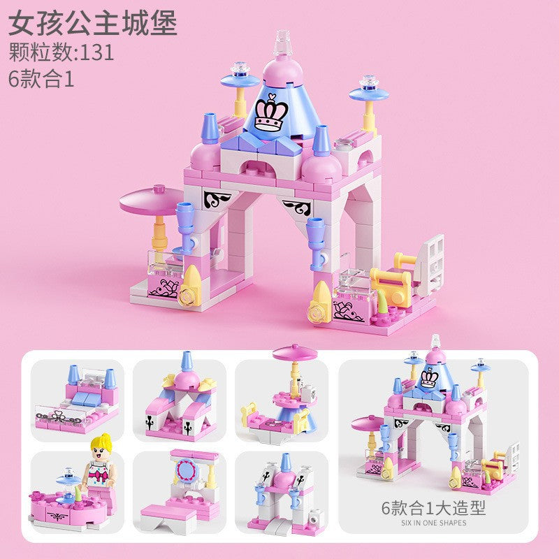 Compatible with lego 6-in-1 city police boys military kindergarten small particle educational building blocks toy wholesale
