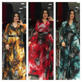 Aliexpress  fashion africa cross-border supply plus size women's clothing printingv neck light mature a large swing chiffon dress
