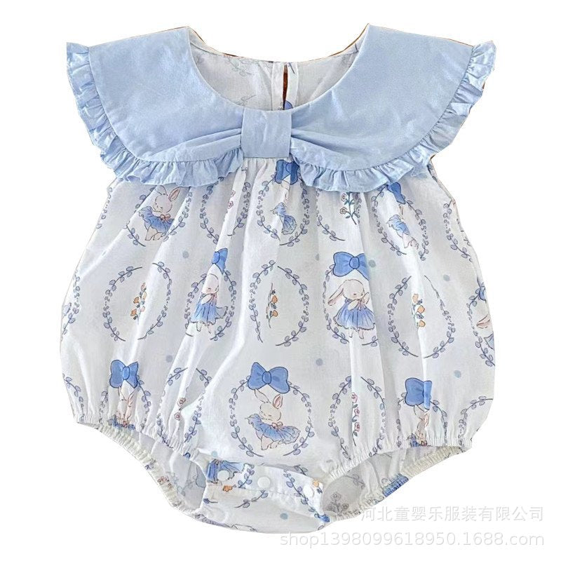 Baby summer fashion bodysuit newborn clothes baby girl outing jumpsuit full month hundred days harem summer