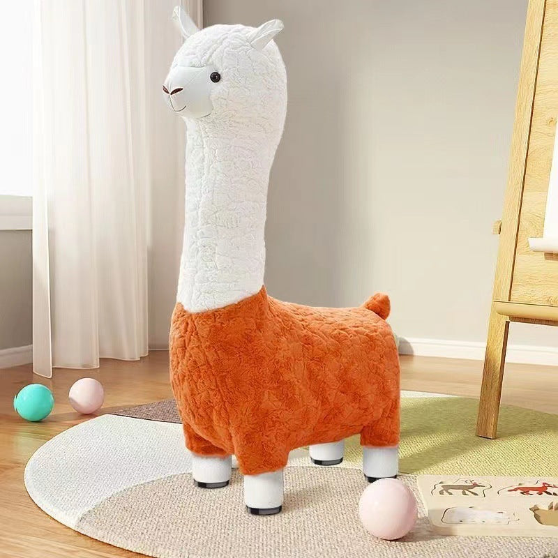 Alpaca seat with wheels Internet celebrity pulley stool large plush giraffe seat cute