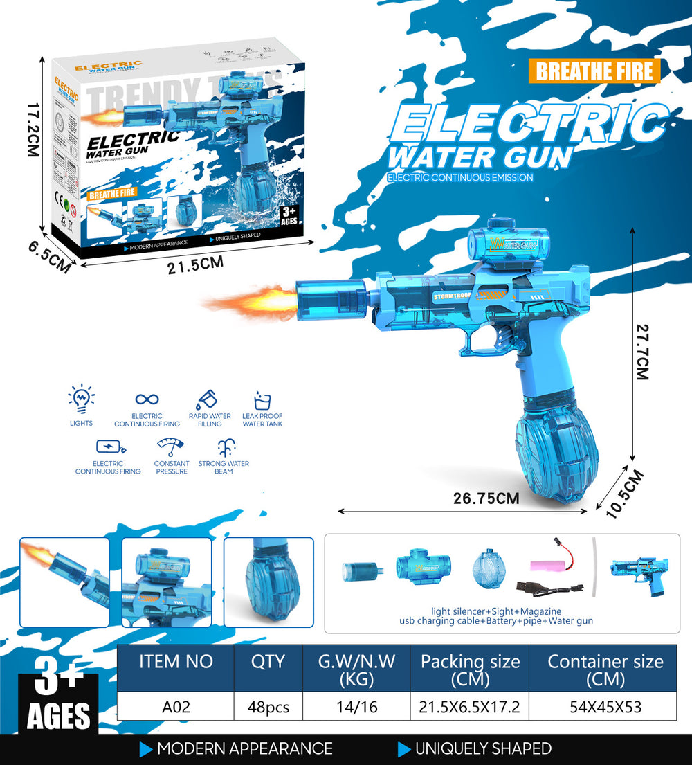 popular small ice mouse electric water gun fully automatic water absorbing large capacity pulse water gun lighting water gun toy