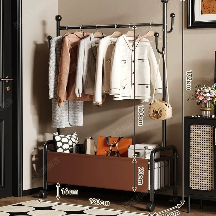 Popular floor-to-ceiling drying rack, multi-functional clothes hanging rod, indoor bedroom removable storage bedside coat rack