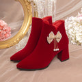 Winter wedding shoes for women 2023new arrival xiuhe wedding dress two-wear thick heel wedding shoes bridal shoes high heels not tiring feet