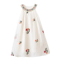 【clearance】girls' dress : stylish baby girl's heavily embroidered korean-style ethnic vest dress