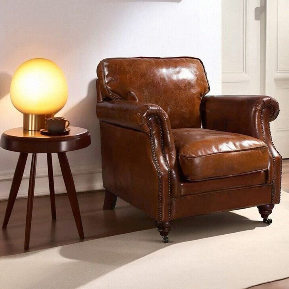 Sofa retro style single sofa chair accessible luxury oil wax leather tiger chair casual chair oil wax leather american sofa
