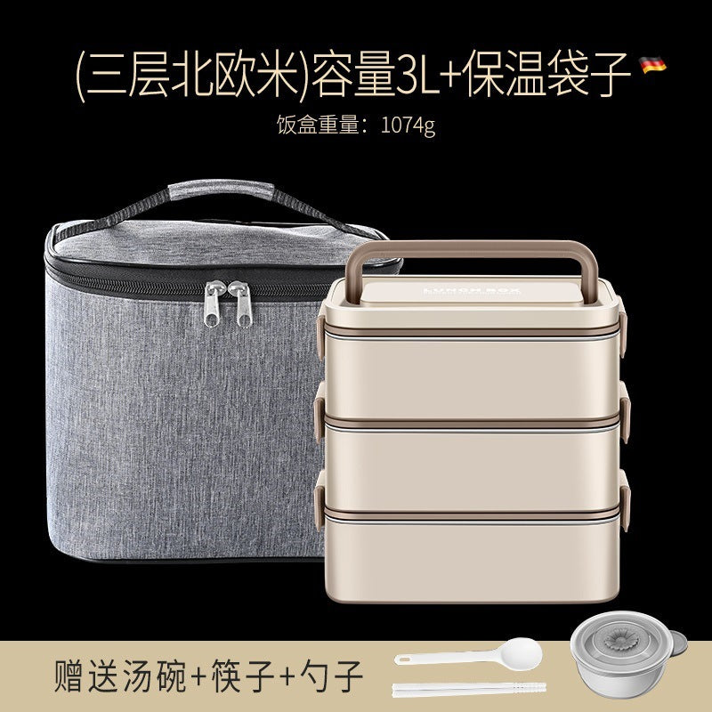 304 water-free thermal insulation lunch box Office workers hot rice artifact portable with rice lunch box Bento box thermal insulation lunch box
