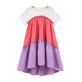 Children's short-sleeved round neck patchwork dress
