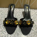 Za summer 2025 new one-strap floral high heel sandals, color block stiletto, everyday versatile sandals for women