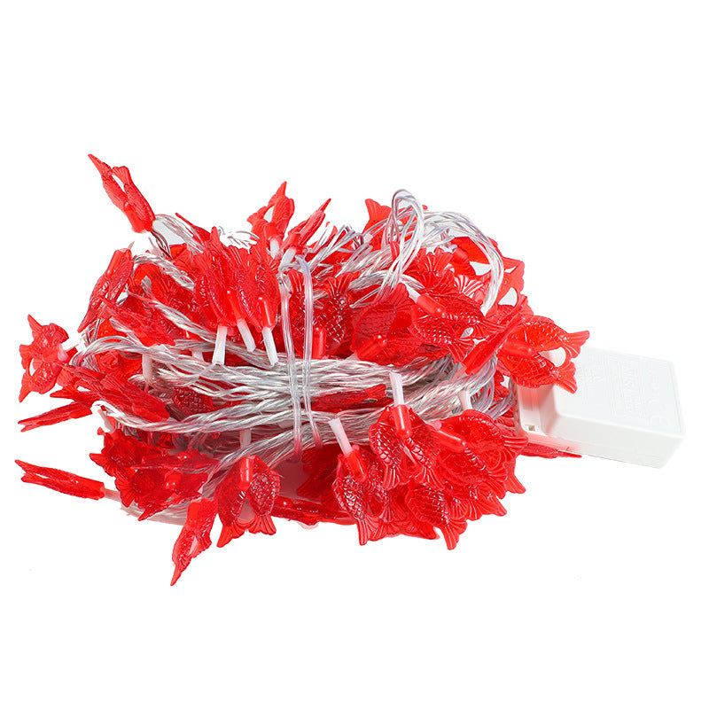 LED New Year's festive Chinese style small red lanterns Chinese knot blessing character Pisces lights string Spring Festival decoration flashing lights