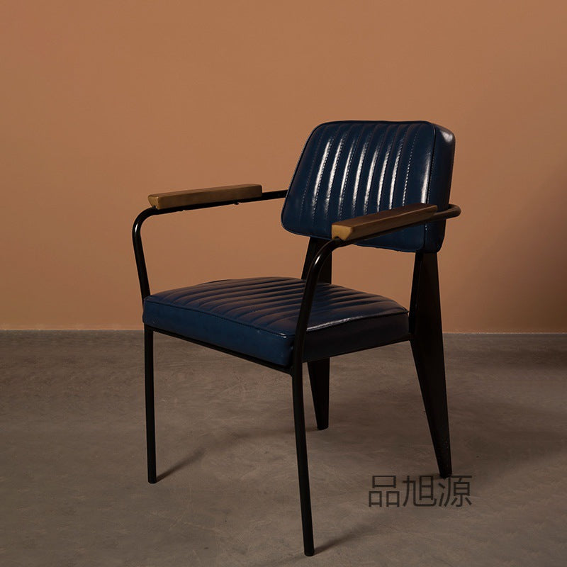 American industrial style restaurant wrought iron dining chair retro cafe casual armrest chair barbecue hot pot shop leather chair