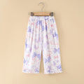 Girls' rayon summer lightweight pajama pants - cartoon print, loose fit, breathable, can be worn outdoors, cropped length