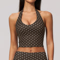 new arrival polka dot yoga clothes suit polyester printing deep v high elastic stereo fitness sports suit