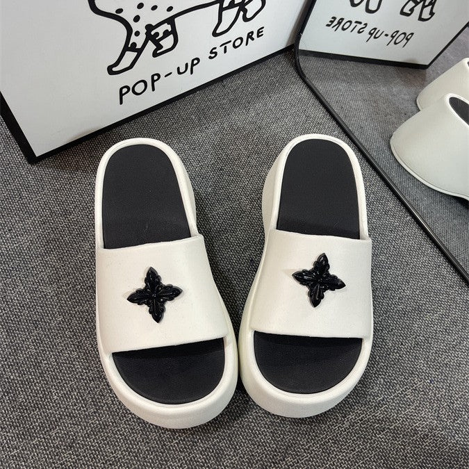 Thick soleplatform shoes slippers for women summer outwearthick sole stepping on shit feeling 2025new arrivalsummerpopular beach sandals