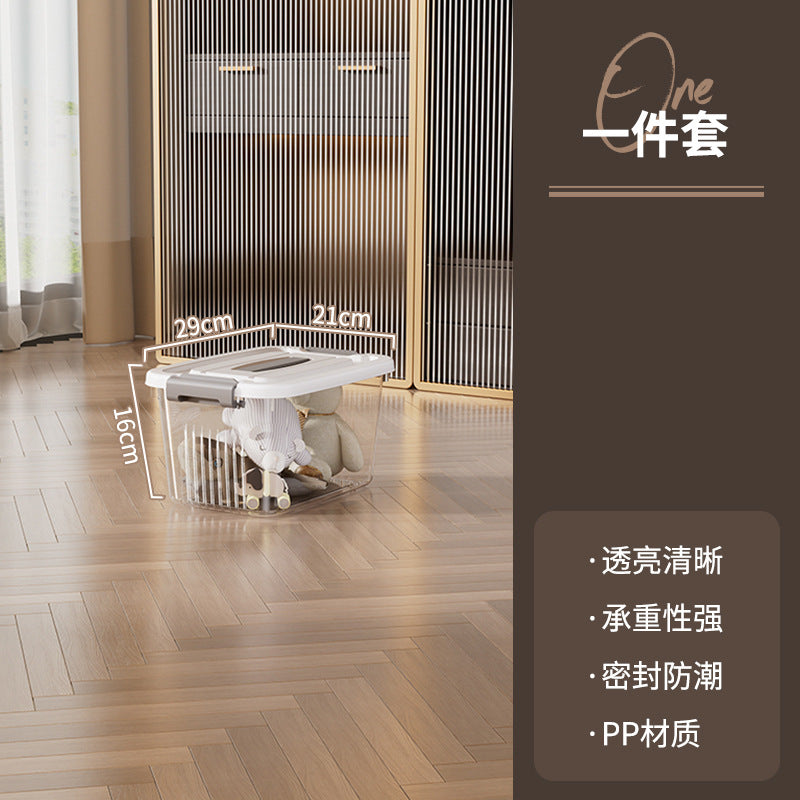 Transparent extra-large storage bin with lid - plastic household clothes organizer - oversized storage and organization box