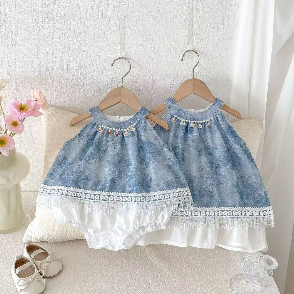Infant and toddler sundress -  new collection: spaghetti strap princess dress, bohemian vacation style, crawling suit