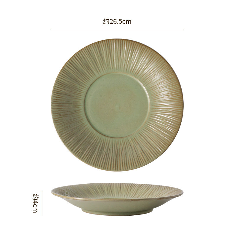Vintage-inspired, rustic stoneware ceramic deep plate – perfect for restaurants and hotels. a high-end, visually appealing dish for desserts, soups, creative plating, steaks, and western cuisine
