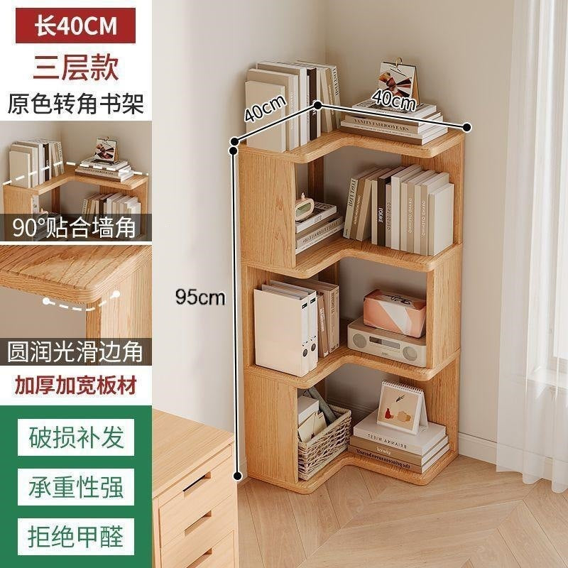 Rotating bookshelf, large capacity home storage rack, living room bookshelf, floor-standing storage rack, wall-mounted student bookcase, wooden bookshelf
