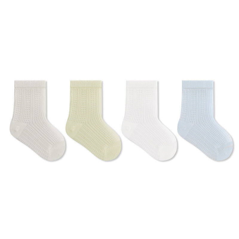 Babylon baby socks mulberry silk solid color breathable mesh class a cotton infant seamless boys and girls kids socks
