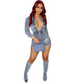 European and american style women's denim jumpsuit -  cross-border fashion - new autumn/winter collection - trendy washed stretch denim shorts