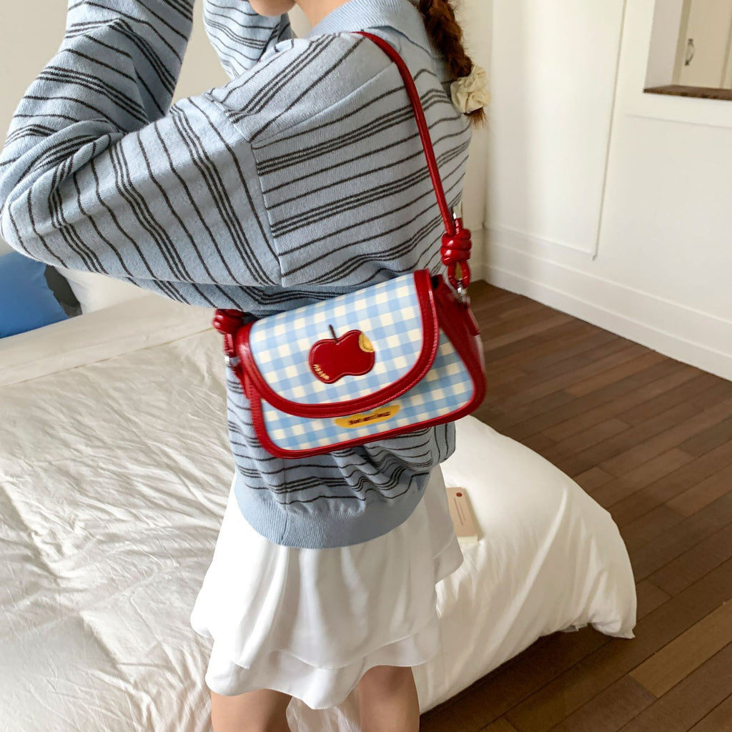 Cartoon embroidered hand carry small square bag 2025 summer new Korean version fashion versatile casual shoulder bag feeling messenger bag