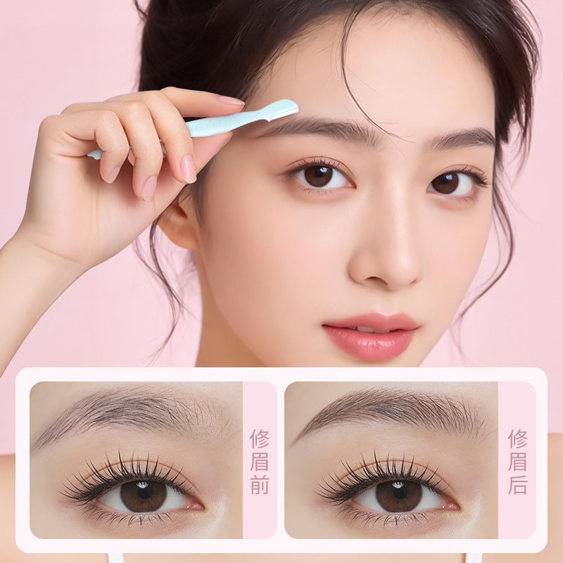 Rhino direct-handle micro precision eyebrow razor with built-in comb cover, women's eyebrow shaver, stainless steel blade, beauty tool wholesale