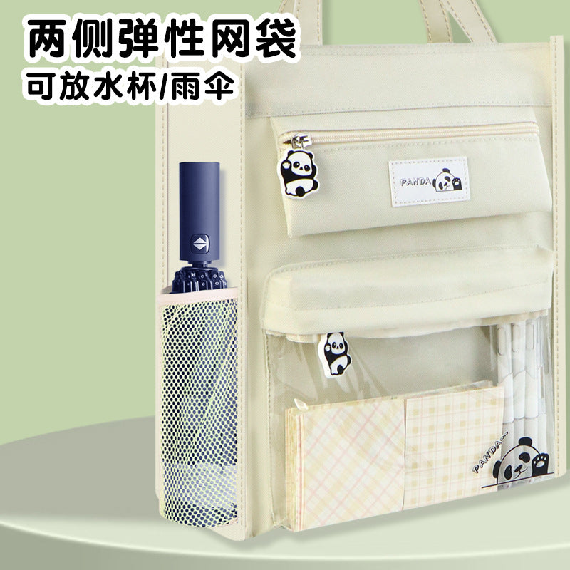 Primary and secondary school students high-value solid color tutoring bag waterproof file bag children's tutoring bag cartoon transparent art bag