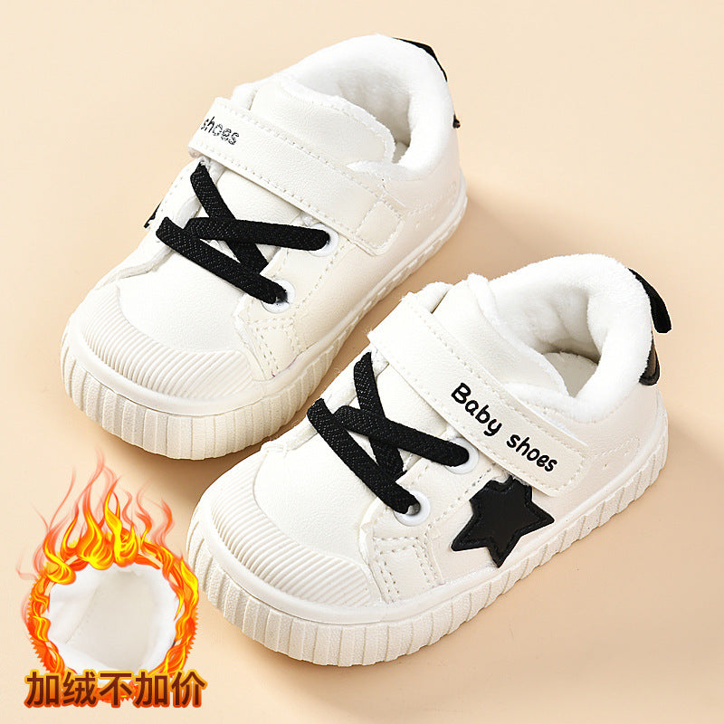 Toddler shoes for baby boys 0-1-3 years old, autumn/winter infant shoes for baby girls, soft sole children's shoes, fleece-lined and thickened cotton shoes