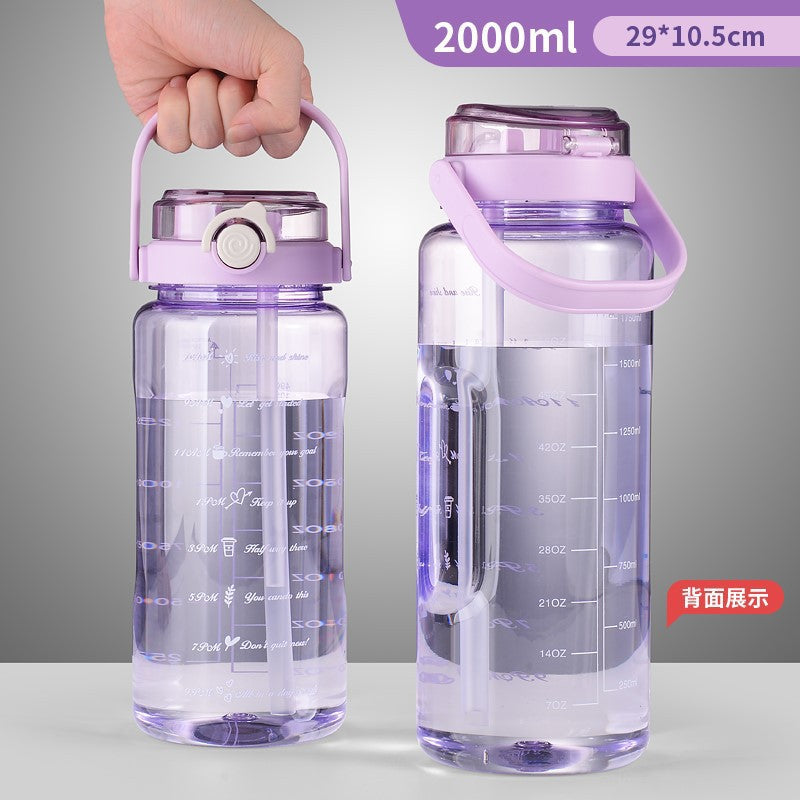 Summer new arrival: large capacity sports water bottle - high temperature resistant, dual-drink spout, drop-proof, portable fitness bottle, stylish plastic cup