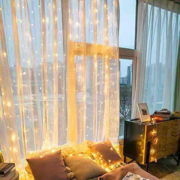 LED curtain light festive atmosphere light string indoor Christmas decoration lights window sill string light hanging waterfall light wholesale