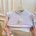 New autumn/winter korean style girls' fleece-lined thickened sweatshirt base layer long sleeve baby girl trendy kids' cotton clothing