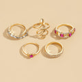 Wholesale alloy rings: european & american cross-border, niche, high-end jewelry - diamond-accented snake ring set, stackable women's accessories