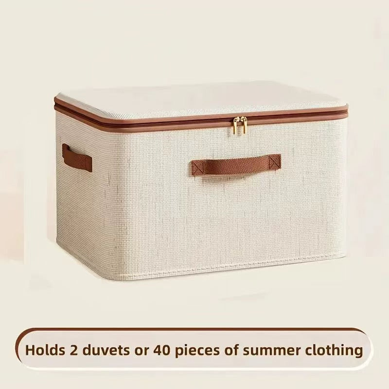 Cross-border new Tianshan cotton and linen storage box household bedroom zipper storage box clothes with lid storage box clothes