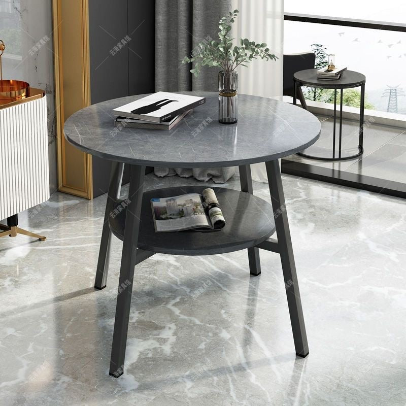 Double-layer negotiation table, living room casual slate coffee table, balcony coffee table, hotel bedroom small round table, tea table, others