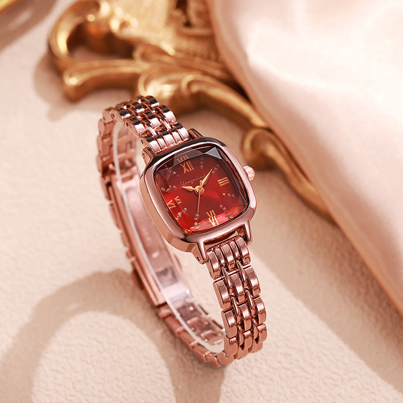 Women's watch - niche, affordable luxury, stainless steel band, square dial, student style (middle/high school), minimalist, chic, and trendy